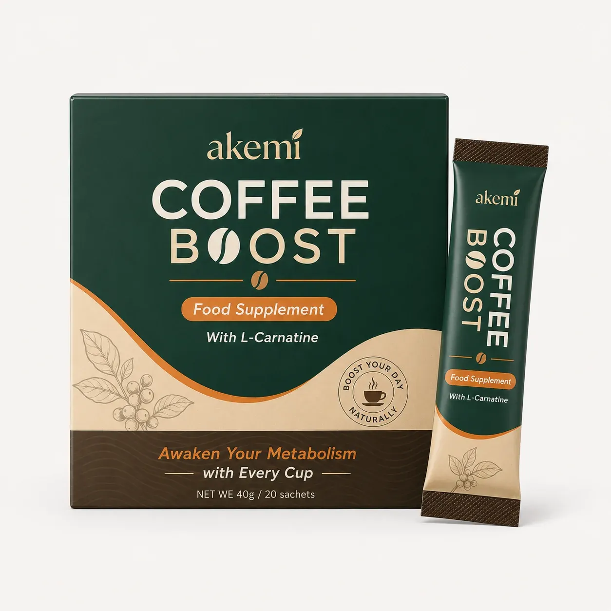 Akemi Coffee Boost sachet and daily formula benefits overview